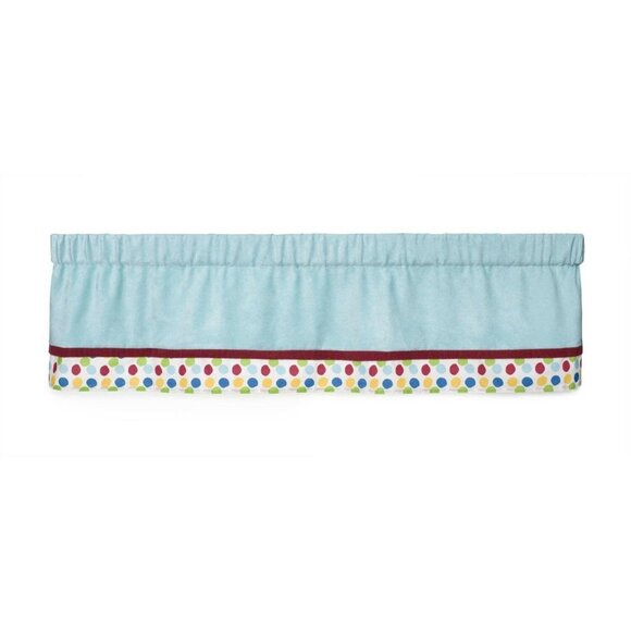 Kids Line Window Valance Animal Parade Nursery Blue Polka Dot Red - Picture 2 of 2